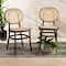 Baxton Studio Garold Mid-Century Brown Woven Rattan and Black Wood 2-Piece Cane Dining Chair Set PR 195-2PC-12386-ZORO - alternate 1